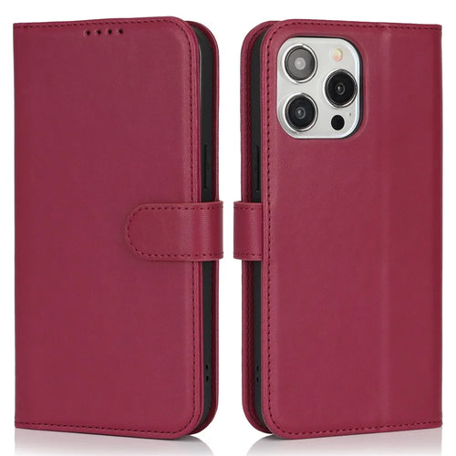 For iPhone 14 Pro Stand Case Shockproof Leather Wallet Phone Cover - Red - 1