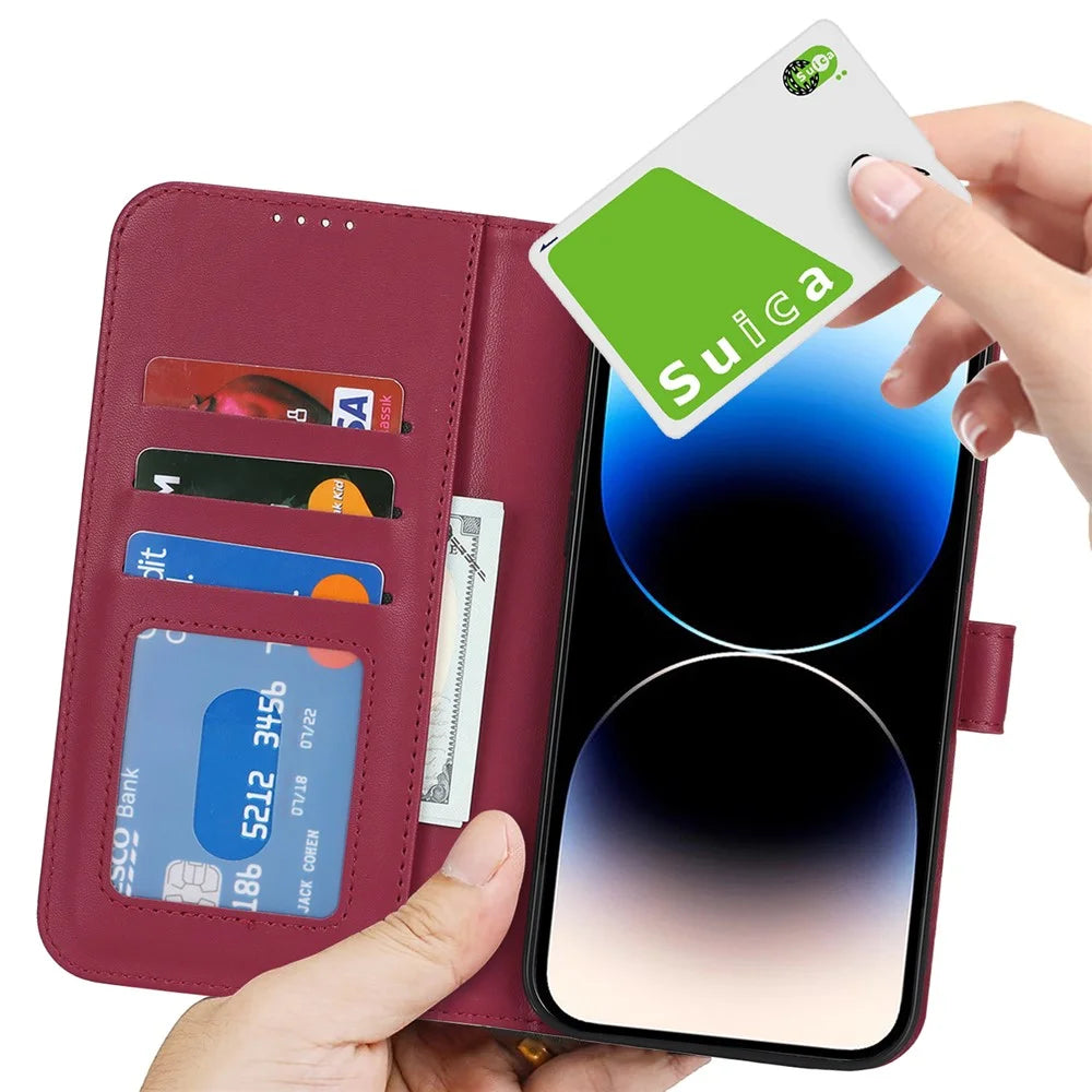 For iPhone 14 Pro Stand Case Shockproof Leather Wallet Phone Cover - Red - 6