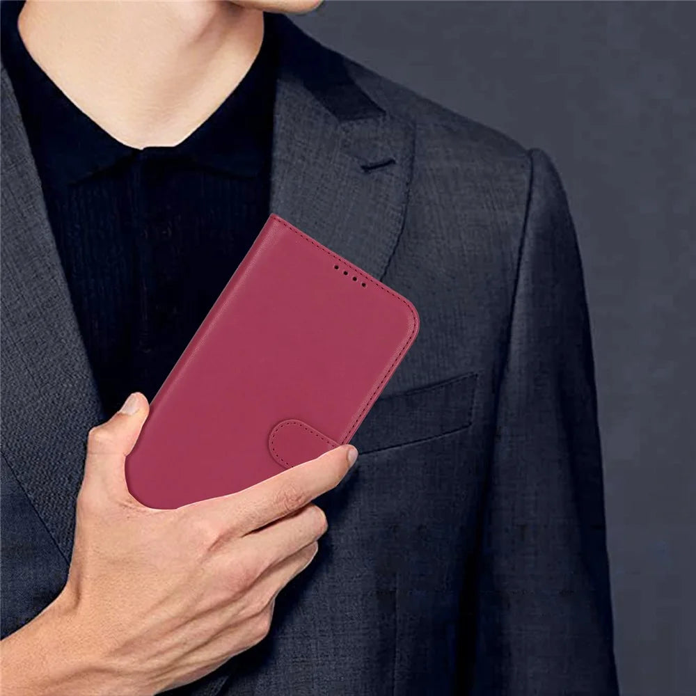 For iPhone 14 Pro Stand Case Shockproof Leather Wallet Phone Cover - Red - 7