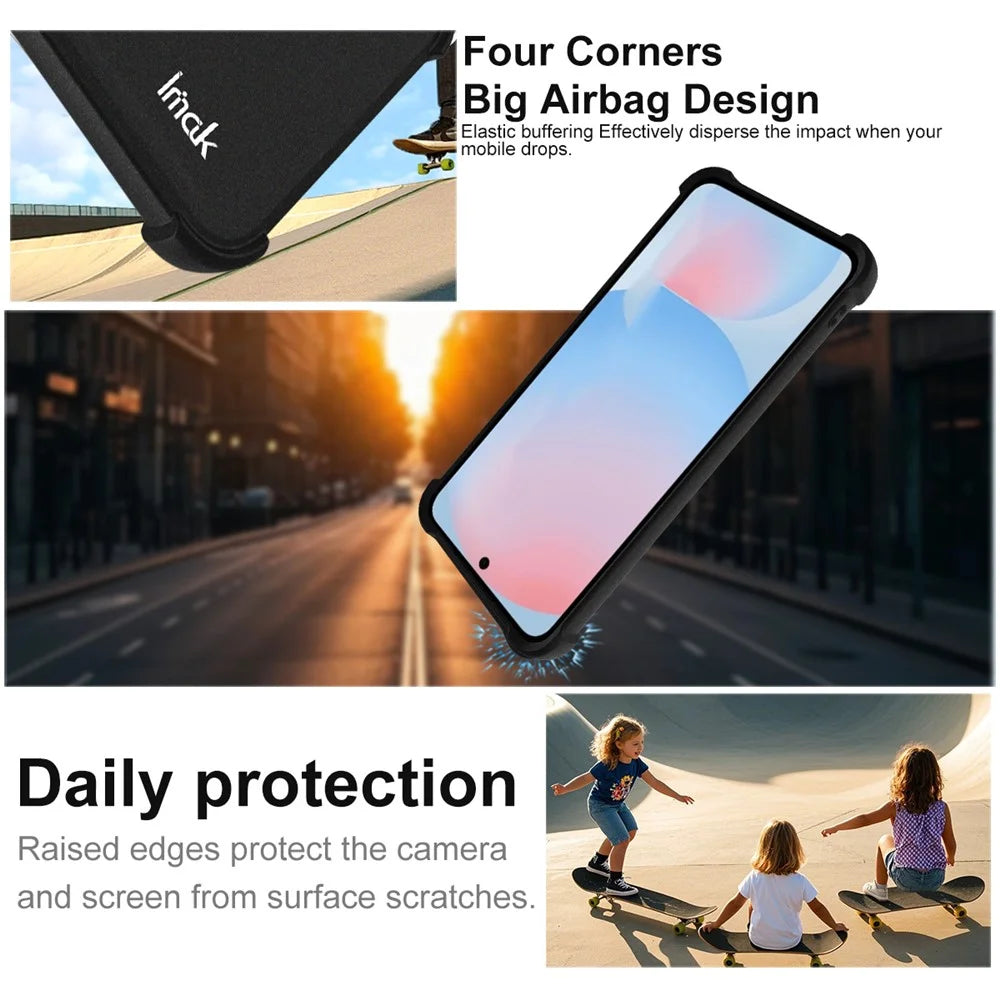 IMAK For Samsung Galaxy S25 FE Case TPU Phone Cover Airbag Shockproof Protection - Matte Black - 4