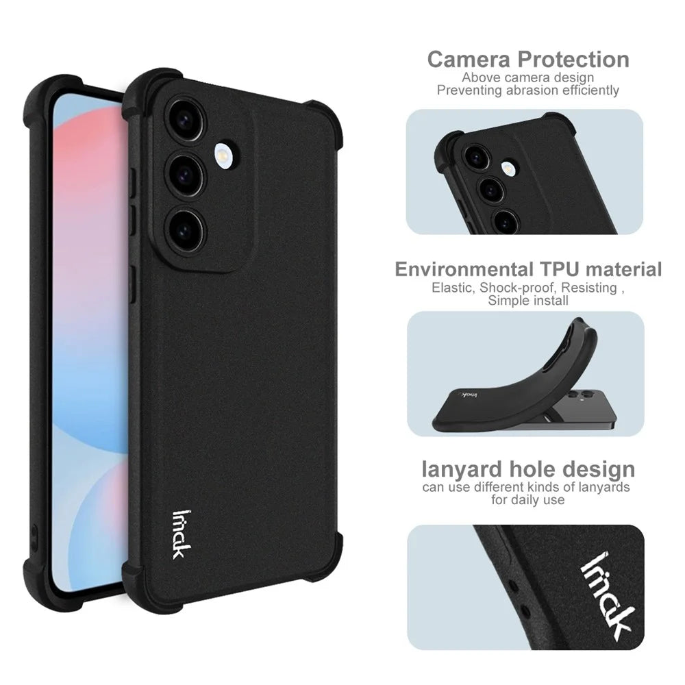 IMAK For Samsung Galaxy S25 FE Case TPU Phone Cover Airbag Shockproof Protection - Matte Black - 5