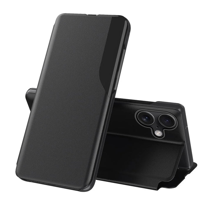 For iPhone 17 Phone Case Folio Flip PU Leather Stand Cover - Black - 1