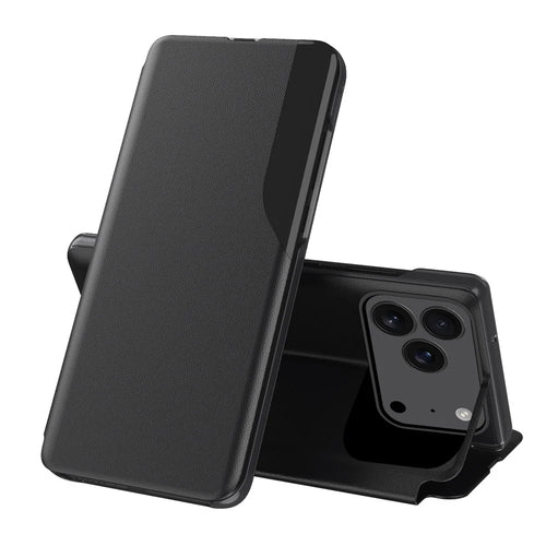 For iPhone 17 Pro Max Phone Case Folio Flip PU Leather Stand Cover - Black - 1