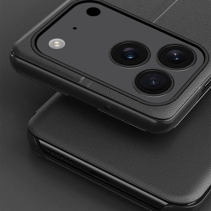 For iPhone 17 Pro Max Phone Case Folio Flip PU Leather Stand Cover - Black - 5