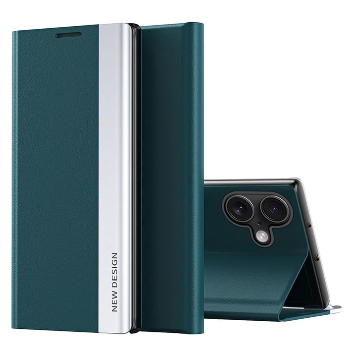 For iPhone 17 Case Anti-Drop Leather Phone Cover with Stand - Green - 1