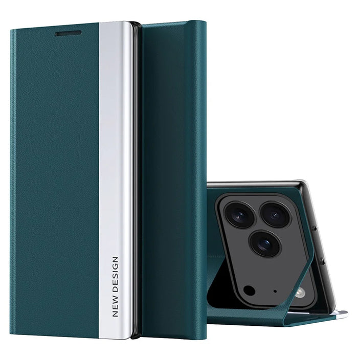 For iPhone 17 Pro Case Anti-Drop Leather Phone Cover with Stand - Green - 1