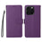 ENKAY HAT PRINCE For iPhone 16 Pro Wallet Case with Strap RFID Blocking Leather Stand Phone Cover - Purple - 1