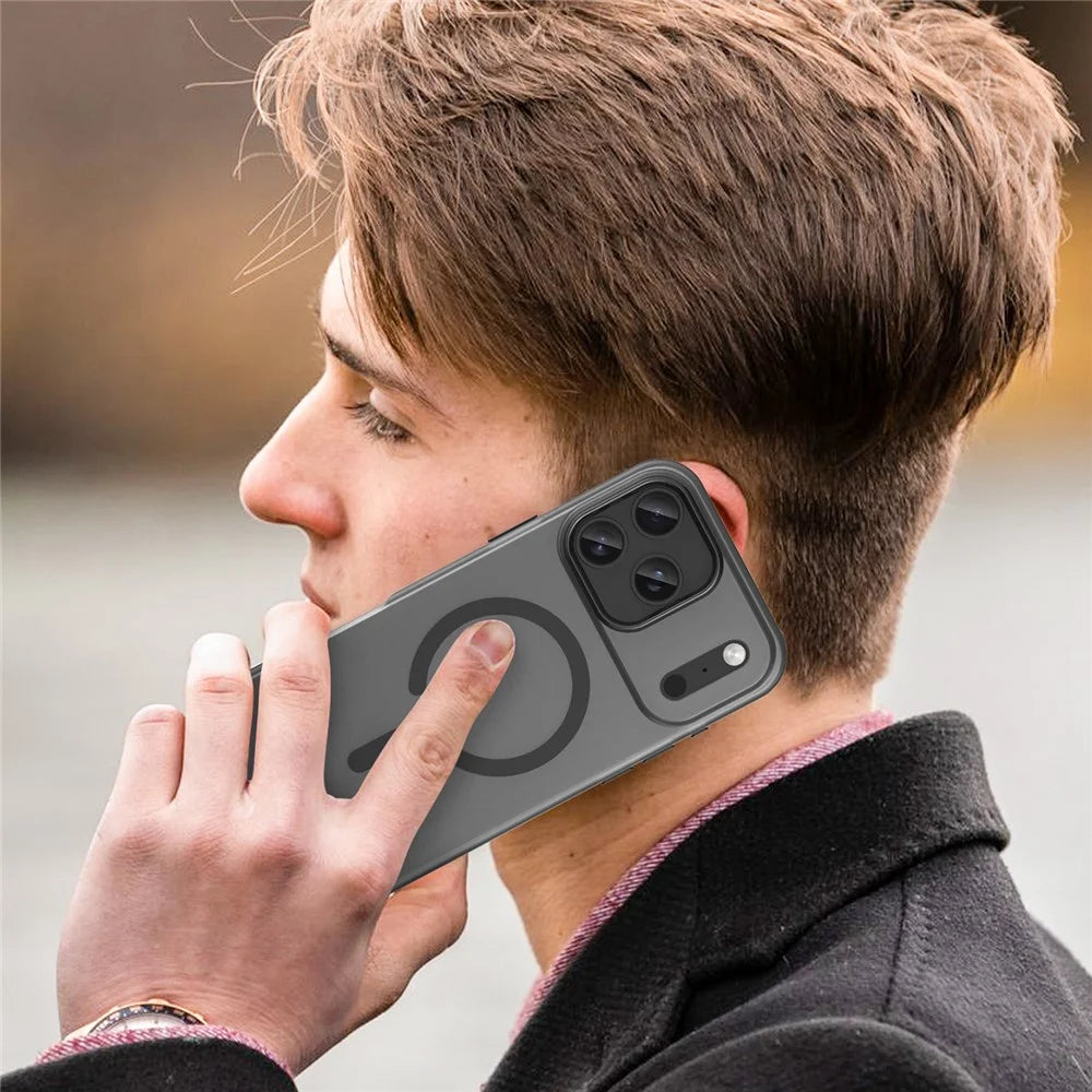 For iPhone 17 Pro Max Case Compatible with MagSafe TPU + PC Matte Translucent Phone Back Cover - Black - 7