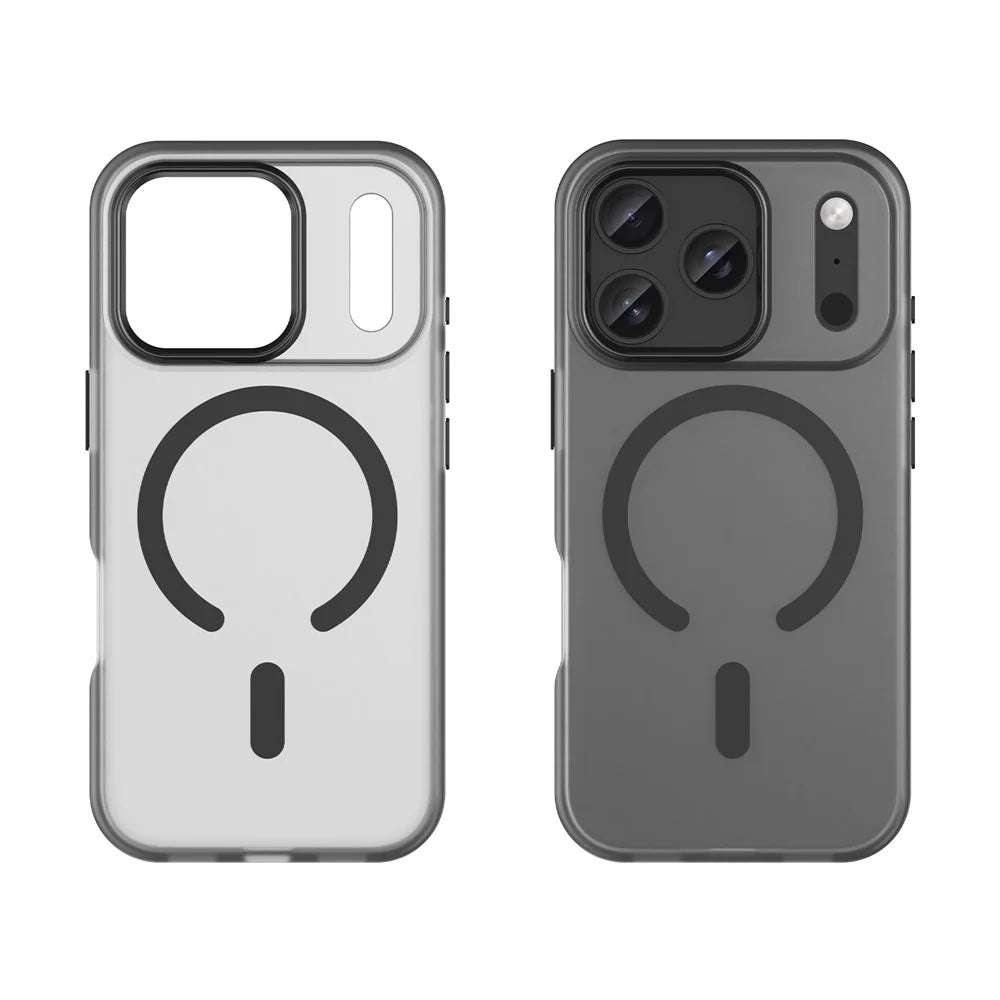 For iPhone 17 Pro Case Compatible with MagSafe TPU + PC Matte Translucent Phone Back Cover - Black - 2