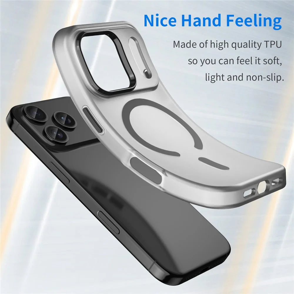 For iPhone 17 Pro Case Compatible with MagSafe TPU + PC Matte Translucent Phone Back Cover - Black - 4