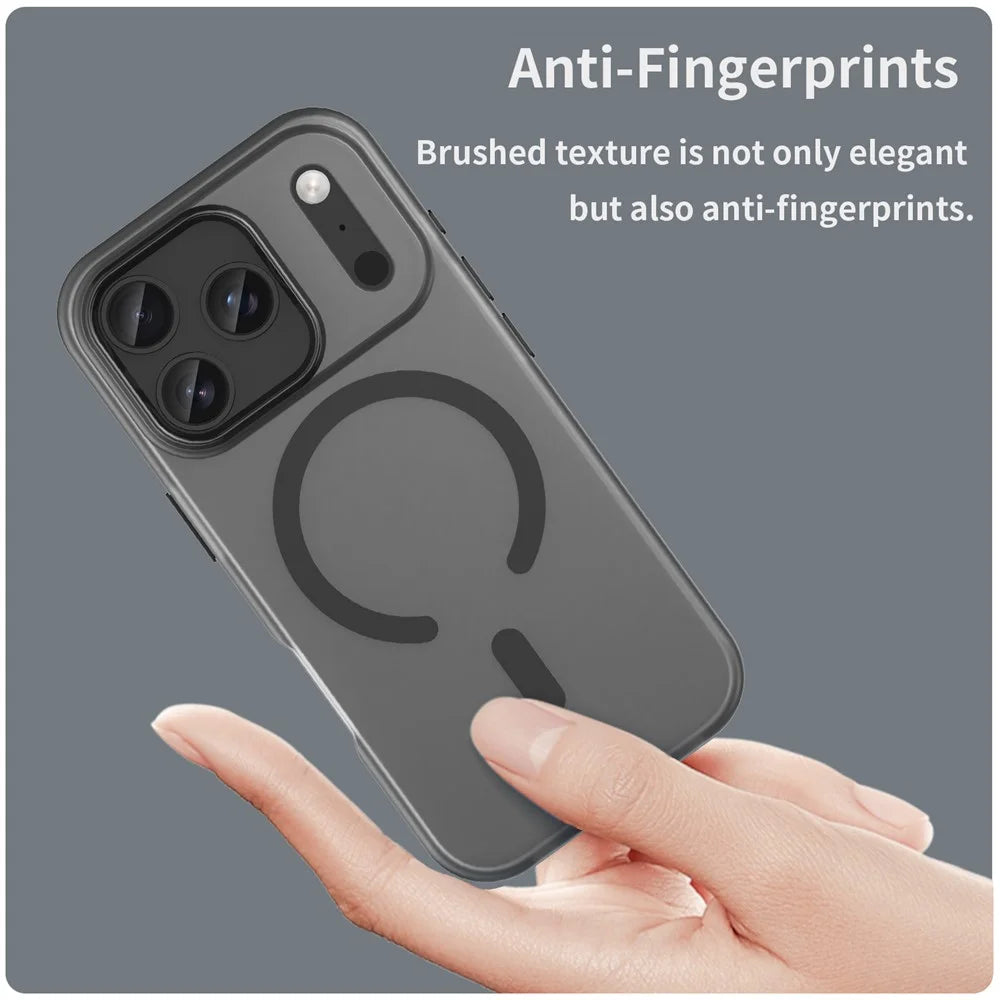 For iPhone 17 Pro Case Compatible with MagSafe TPU + PC Matte Translucent Phone Back Cover - Black - 5
