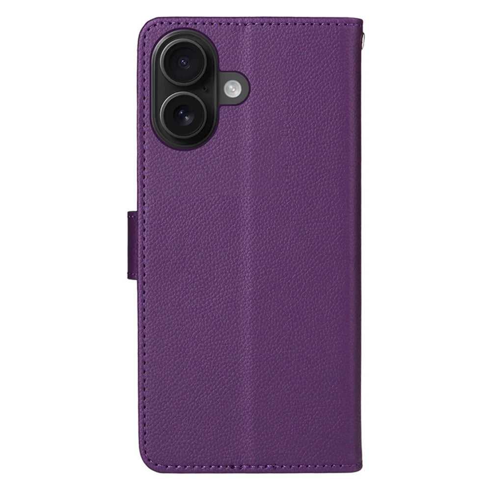 ENKAY HAT PRINCE For iPhone 17 Wallet Case with Strap RFID Blocking Leather Stand Phone Cover - Purple - 7