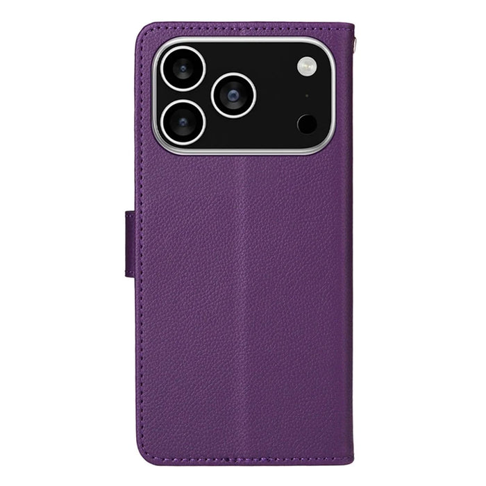 ENKAY HAT PRINCE For iPhone 17 Pro Max Wallet Case with Strap RFID Blocking Leather Stand Phone Cover - Purple - 7