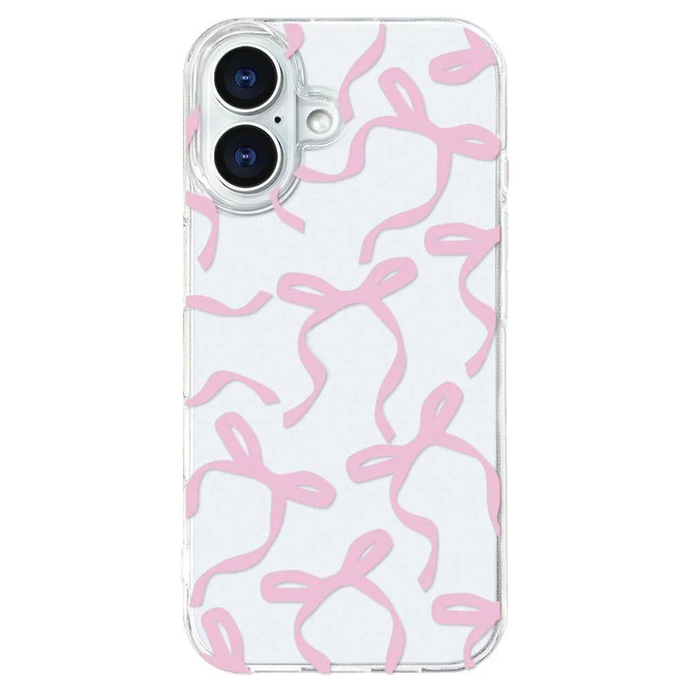For iPhone 16 Plus Case Butterfly Pattern Soft TPU Protective Clear Cover - Pink - 1