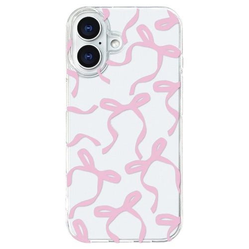 For iPhone 16 Plus Case Butterfly Pattern Soft TPU Protective Clear Cover - Pink - 1