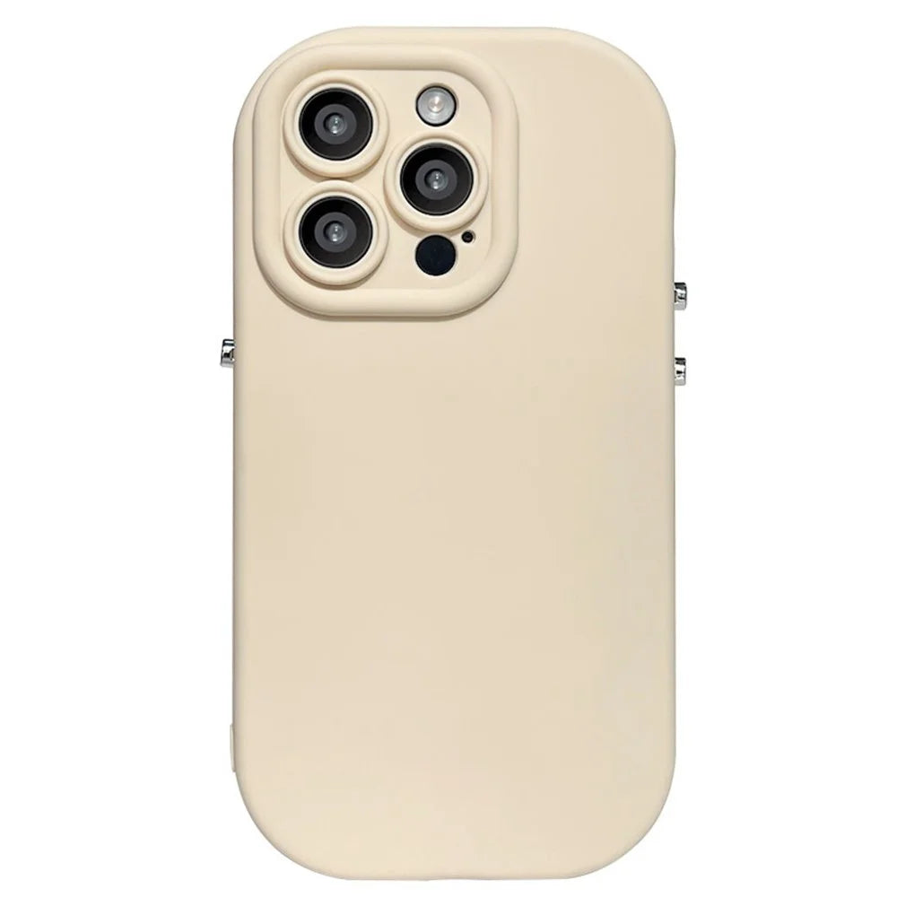 For iPhone 16 Pro Case Rounded Button Design Soft TPU Phone Back Cover - Antique White - 1