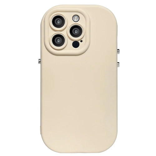 For iPhone 16 Pro Case Rounded Button Design Soft TPU Phone Back Cover - Antique White - 1