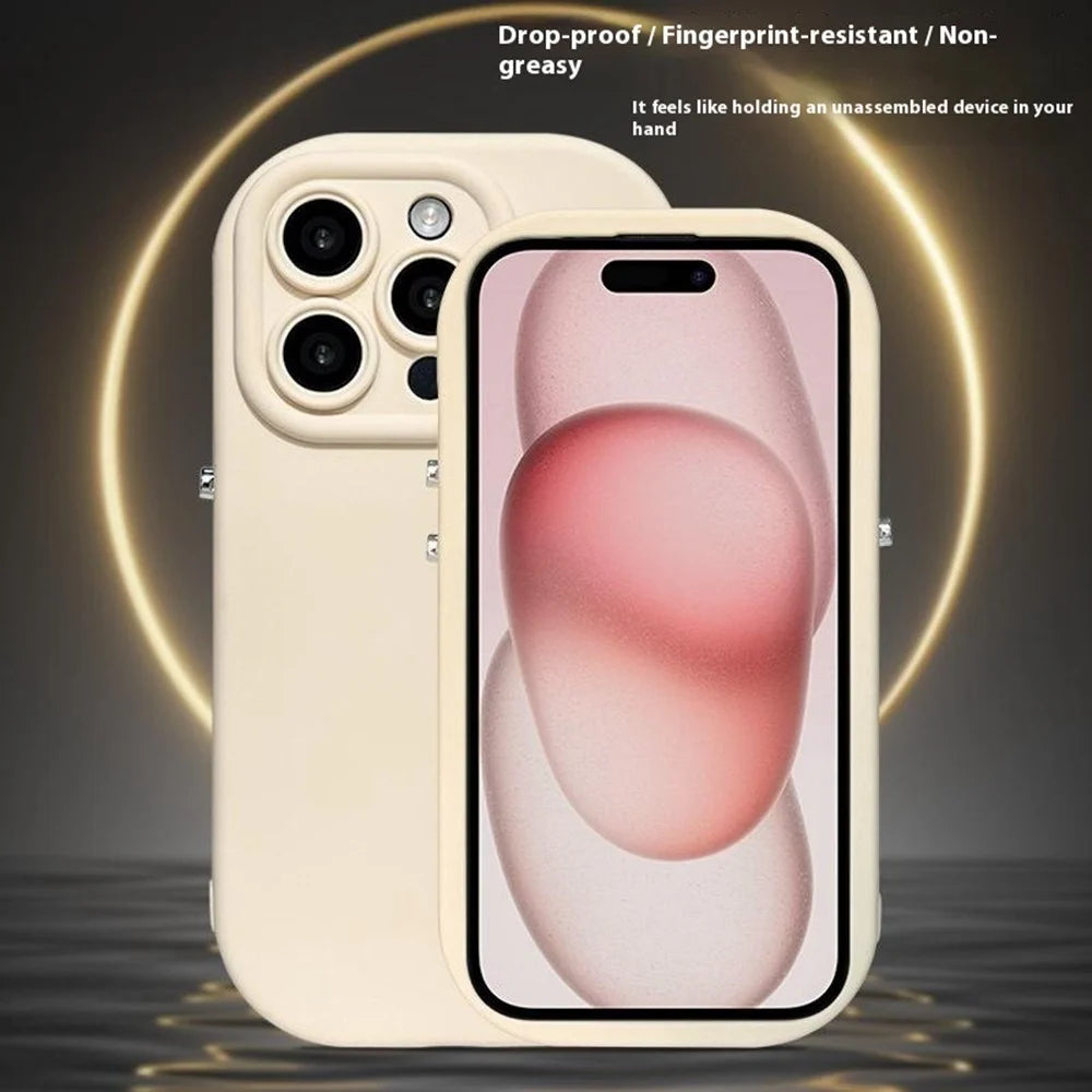 For iPhone 16 Pro Case Rounded Button Design Soft TPU Phone Back Cover - Antique White - 2