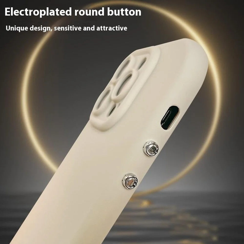 For iPhone 16 Pro Case Rounded Button Design Soft TPU Phone Back Cover - Antique White - 3