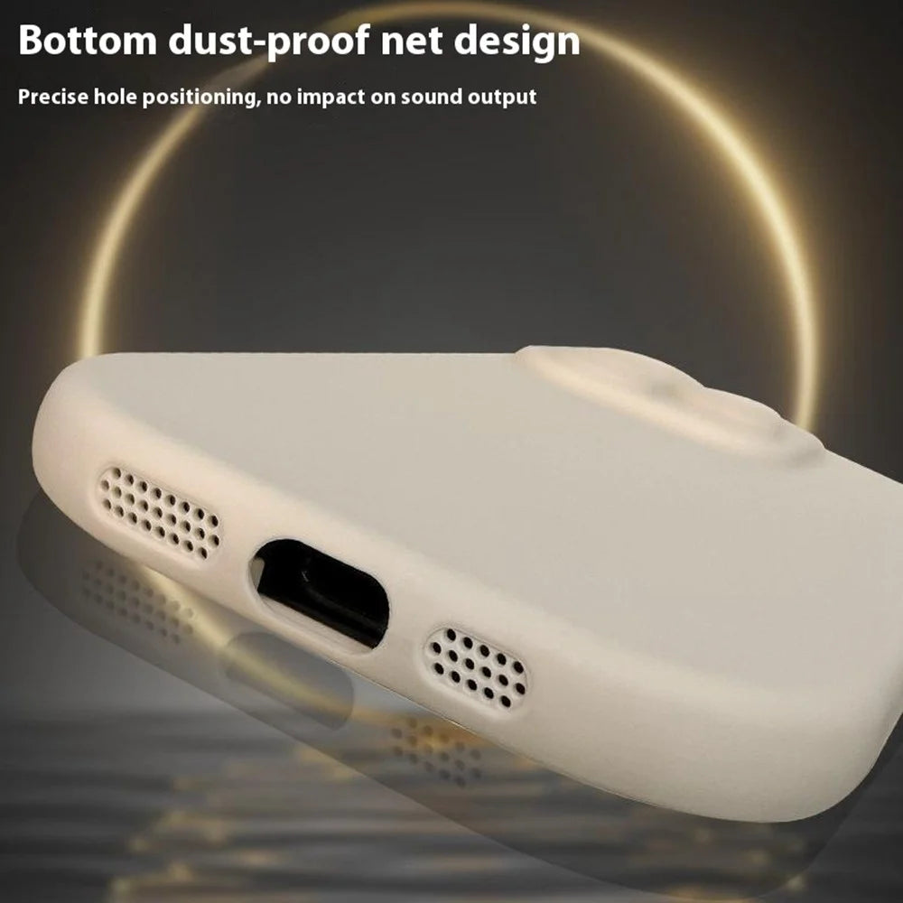 For iPhone 16 Pro Case Rounded Button Design Soft TPU Phone Back Cover - Antique White - 5