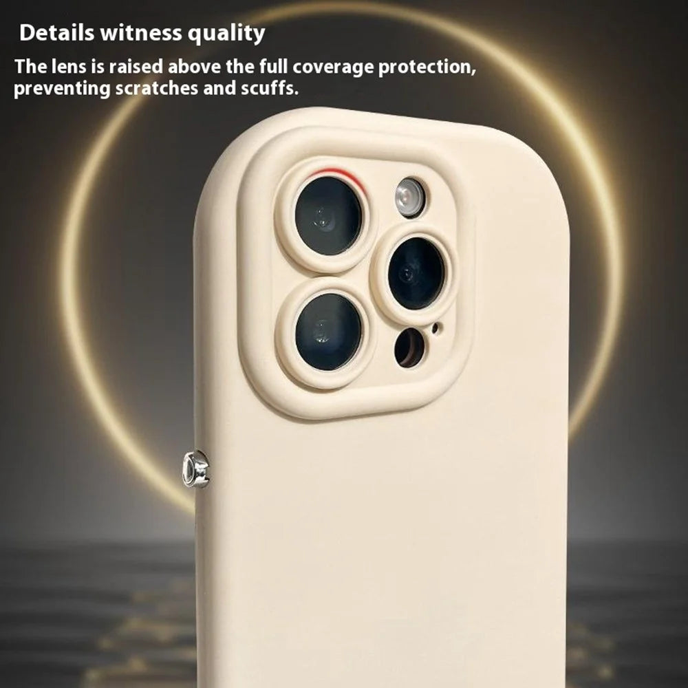 For iPhone 16 Pro Max Case Rounded Button Design Soft TPU Phone Back Cover - Antique White - 4