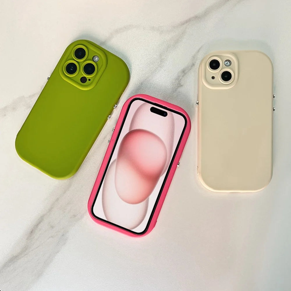 For iPhone 16 Pro Max Case Rounded Button Design Soft TPU Phone Back Cover - Antique White - 6
