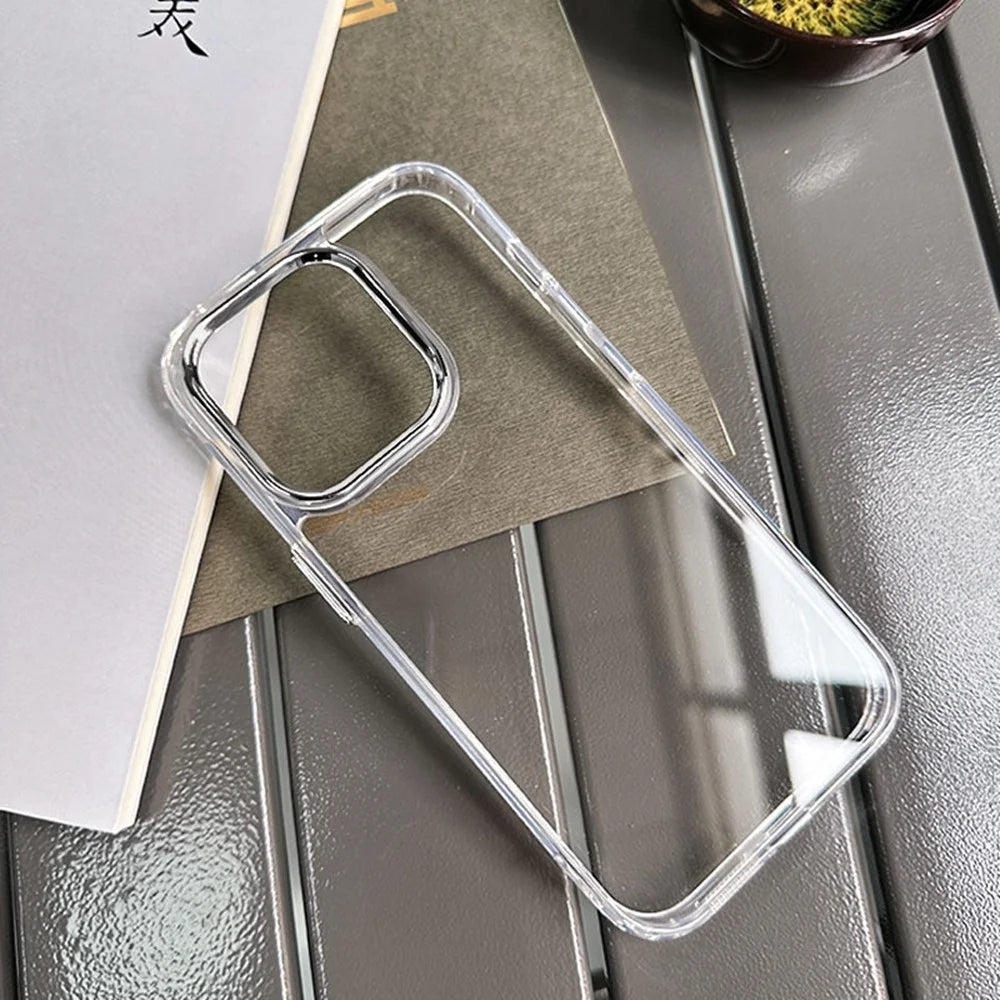 For iPhone 16 Pro Max Case TPU + PC Phone Cover Electroplated Lens Frame - 4