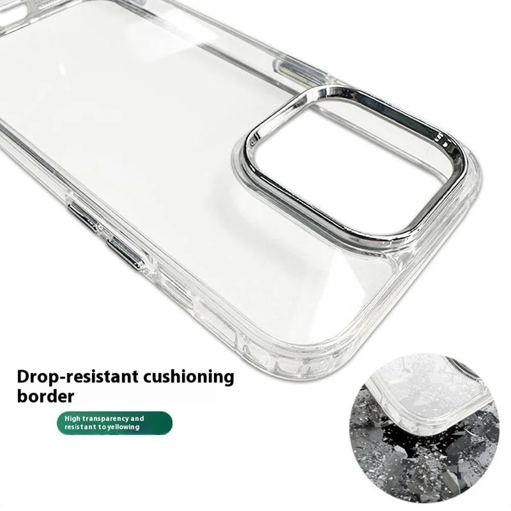 For iPhone 16 Pro Case TPU + PC Phone Cover Electroplated Lens Frame - 6