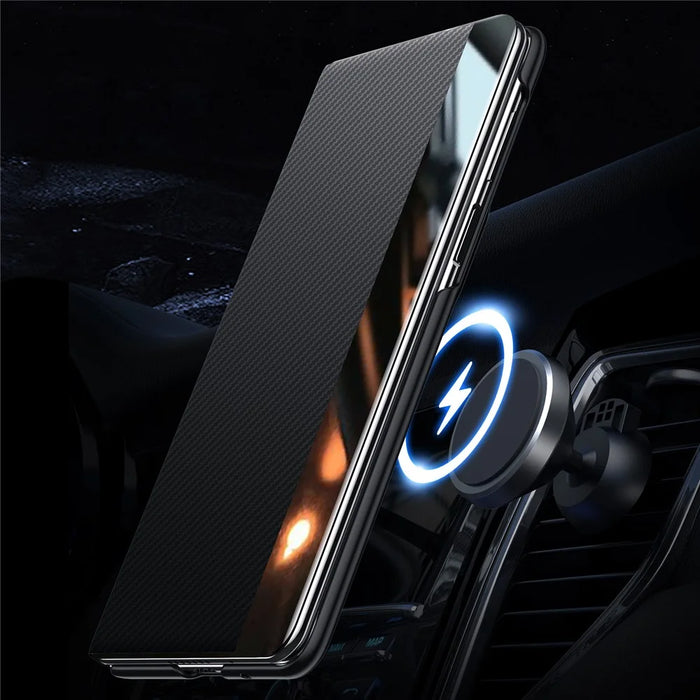 SULADA For Samsung Galaxy Z Fold7 5G Case View Window Leather Phone Cover with Auto Wake  /  Sleep - Black - 7