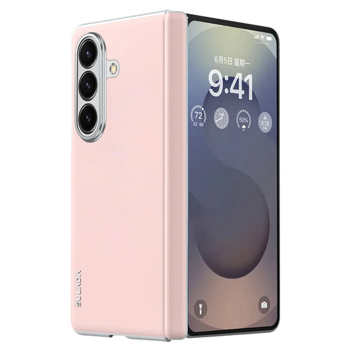 SULADA For Samsung Galaxy Z Fold7 5G Case Leather Back Cover Magnetic Case Hinge Protection - Pink - 1