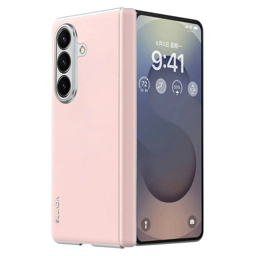 SULADA For Samsung Galaxy Z Fold7 5G Case Leather Back Cover Magnetic Case Hinge Protection - Pink - 1