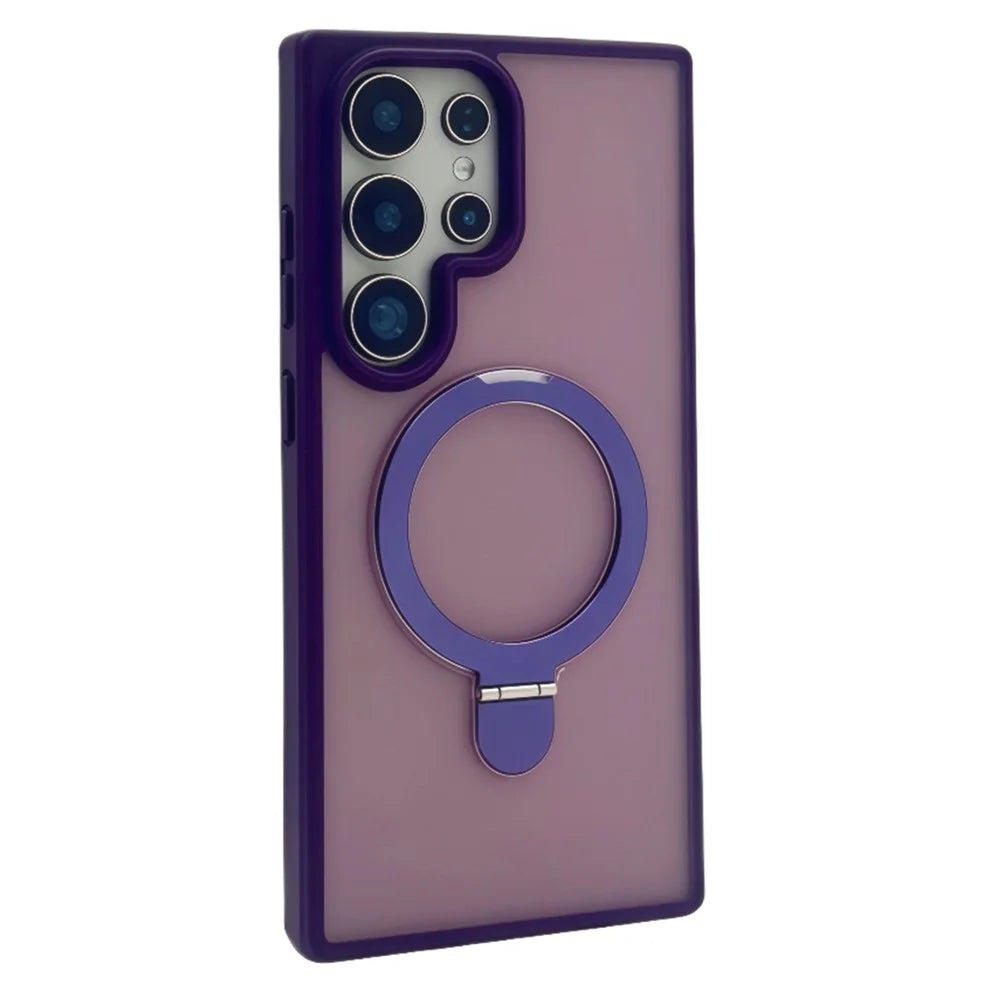 For Samsung Galaxy S25 Ultra Magnetic Case with Kickstand TPU + PC Phone Back Cover - Dark Purple - 2