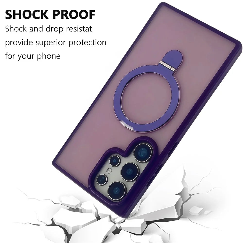 For Samsung Galaxy S25 Ultra Magnetic Case with Kickstand TPU + PC Phone Back Cover - Dark Purple - 5