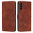 For Samsung Galaxy S25 FE Stand Case PU Leather Phone Cover Imprinted Heart Pattern - Brown - 1