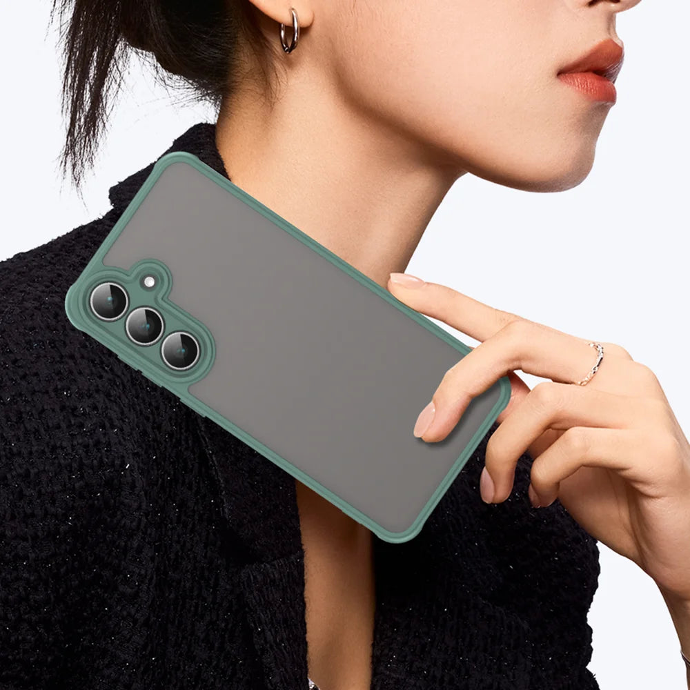 WANLONFENG For Samsung Galaxy S25 FE Case with Screen Film  FD Series Skin Touch TPU PC Phone Back Cover - Green - 4
