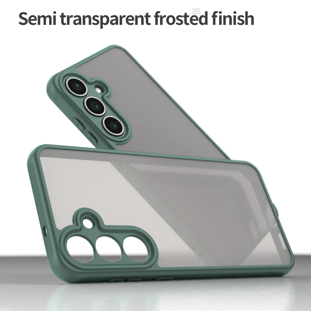 WANLONFENG For Samsung Galaxy S25 FE Case with Screen Film  FD Series Skin Touch TPU PC Phone Back Cover - Green - 6