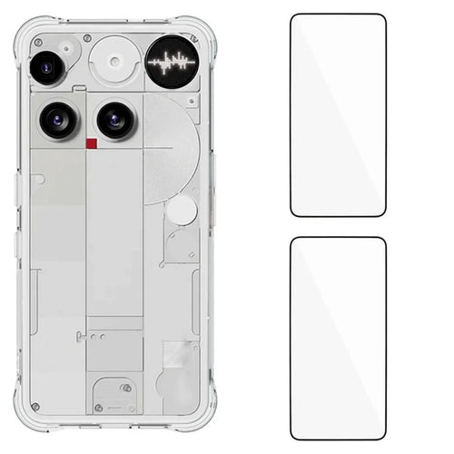 WANLONFENG For Nothing Phone (3) 5G TPU Case  WL2 Series 2.0mm Phone Cover with 2Pcs Tempered Glass Films - Transparent - 1