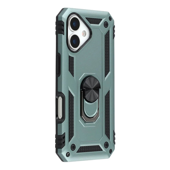 For iPhone 17 Case with Wrist Strap Kickstand PC + TPU Phone Cover - Blackish Green - 3