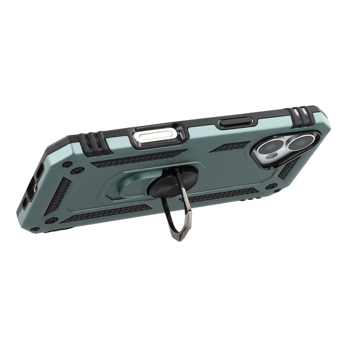 For iPhone 17 Case with Wrist Strap Kickstand PC + TPU Phone Cover - Blackish Green - 4