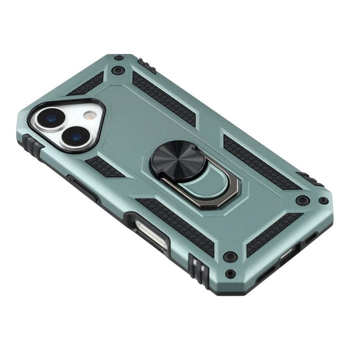 For iPhone 17 Case with Wrist Strap Kickstand PC + TPU Phone Cover - Blackish Green - 5