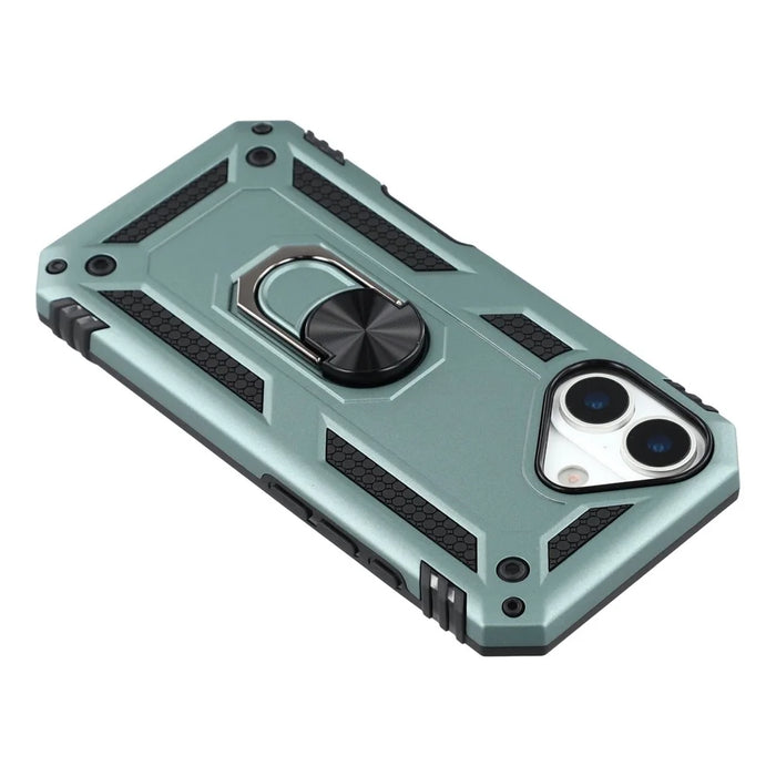 For iPhone 17 Case with Wrist Strap Kickstand PC + TPU Phone Cover - Blackish Green - 6