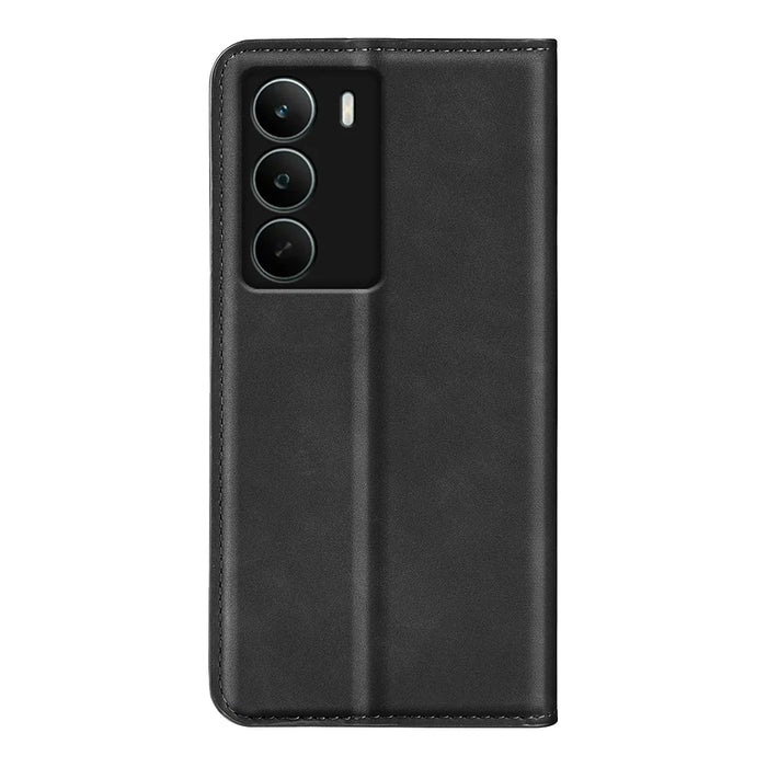 For Realme C71 4G Case Skin Touch Leather Wallet Phone Cover -  Black - 3