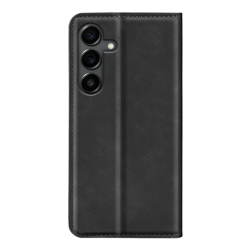 For Samsung Galaxy S25 FE Case Skin Touch Leather Wallet Phone Cover -  Black - 3