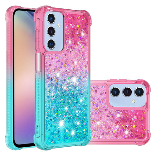 For Samsung Galaxy A18 5G / A18 4G / A17 5G / A17 4G / A26 5G TPU Case Gradient Quicksand Phone Back Cover - Pink+Sky Blue - 1