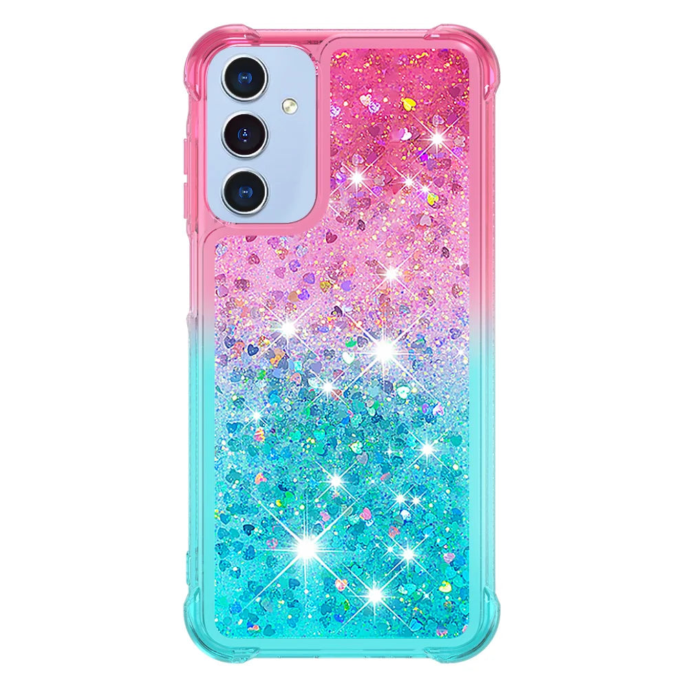 For Samsung Galaxy A18 5G / A18 4G / A17 5G / A17 4G / A26 5G TPU Case Gradient Quicksand Phone Back Cover - Pink+Sky Blue - 2
