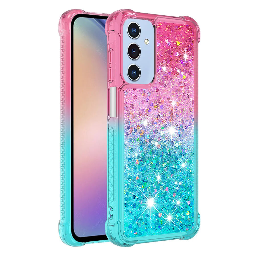 For Samsung Galaxy A18 5G / A18 4G / A17 5G / A17 4G / A26 5G TPU Case Gradient Quicksand Phone Back Cover - Pink+Sky Blue - 3