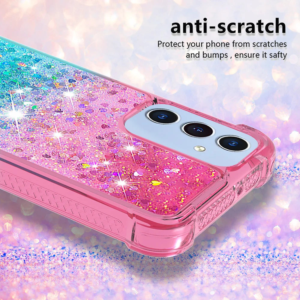 For Samsung Galaxy A18 5G / A18 4G / A17 5G / A17 4G / A26 5G TPU Case Gradient Quicksand Phone Back Cover - Pink+Sky Blue - 4