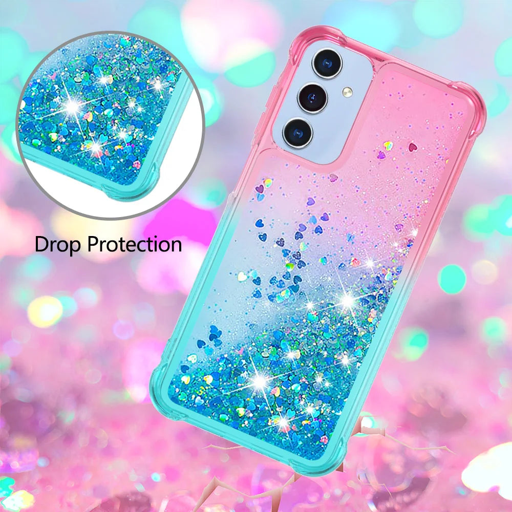 For Samsung Galaxy A18 5G / A18 4G / A17 5G / A17 4G / A26 5G TPU Case Gradient Quicksand Phone Back Cover - Pink+Sky Blue - 5