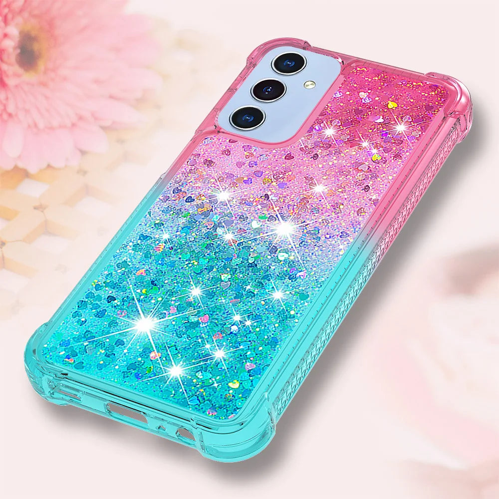 For Samsung Galaxy A18 5G / A18 4G / A17 5G / A17 4G / A26 5G TPU Case Gradient Quicksand Phone Back Cover - Pink+Sky Blue - 6