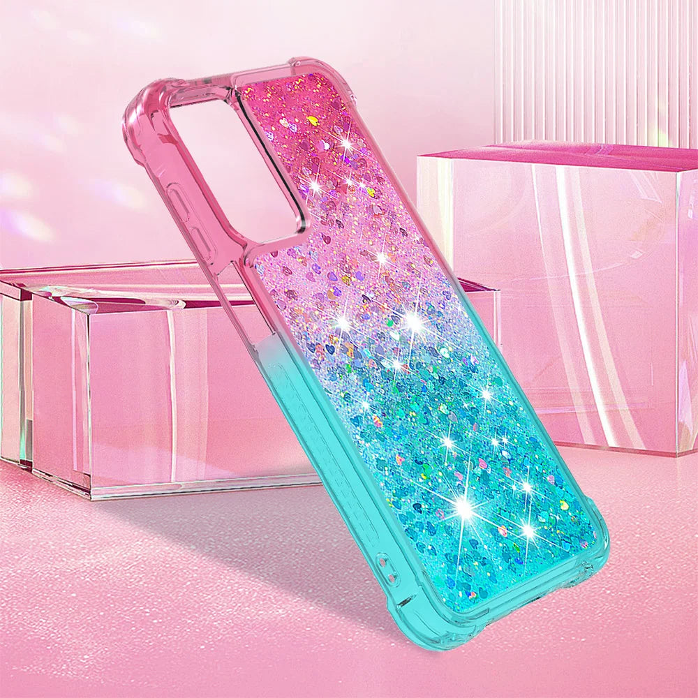 For Samsung Galaxy A18 5G / A18 4G / A17 5G / A17 4G / A26 5G TPU Case Gradient Quicksand Phone Back Cover - Pink+Sky Blue - 7